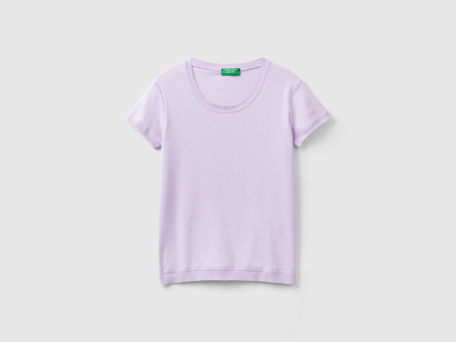 Maglia a manica corta in 100% cotone da donna lilla | Benetton Outlet