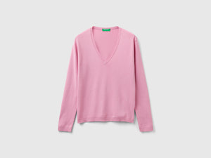 Maglia in puro cotone con scollo a V