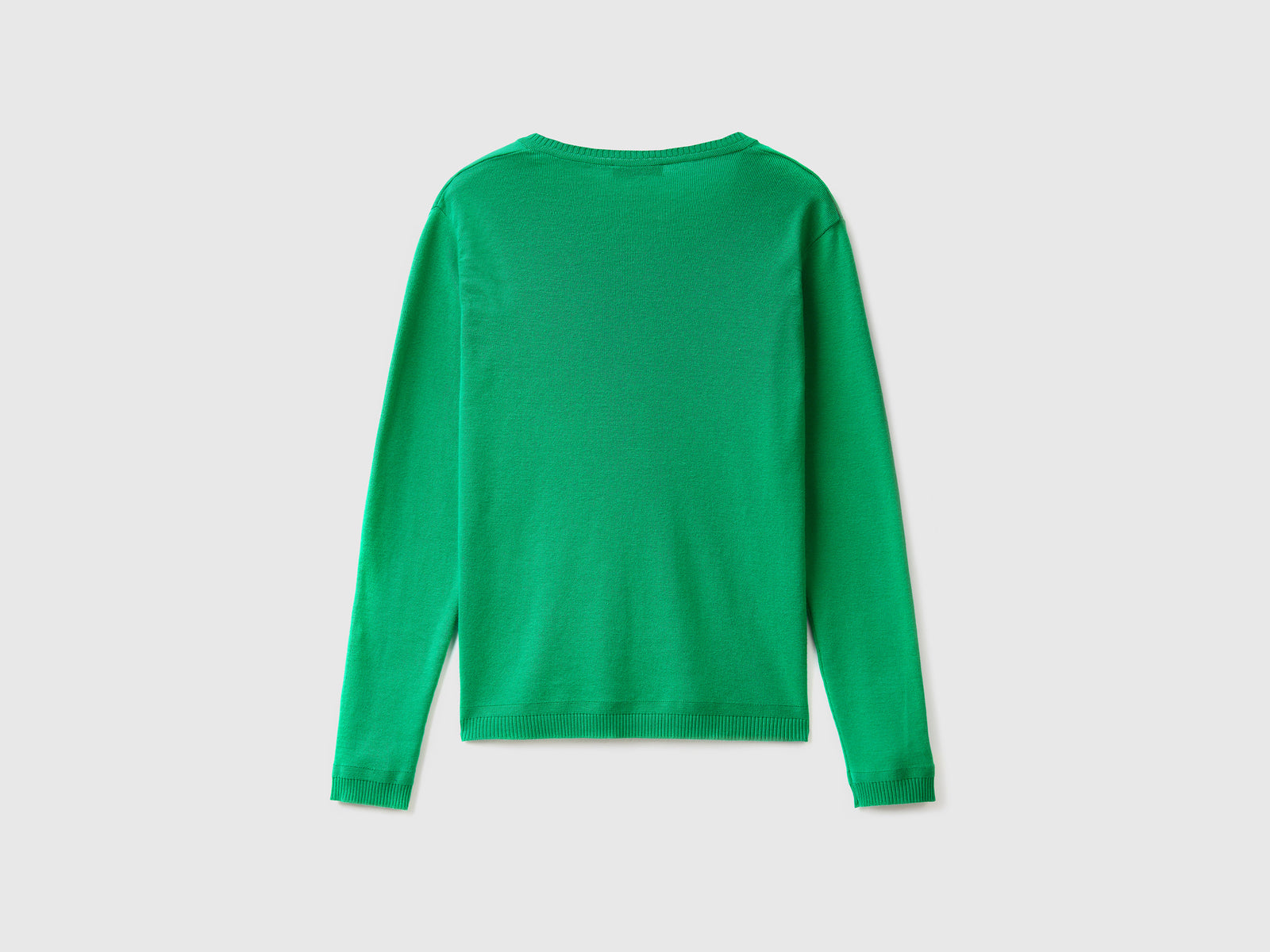 Maglia in puro cotone con scollo a V da donna verde 2 | Benetton Outlet