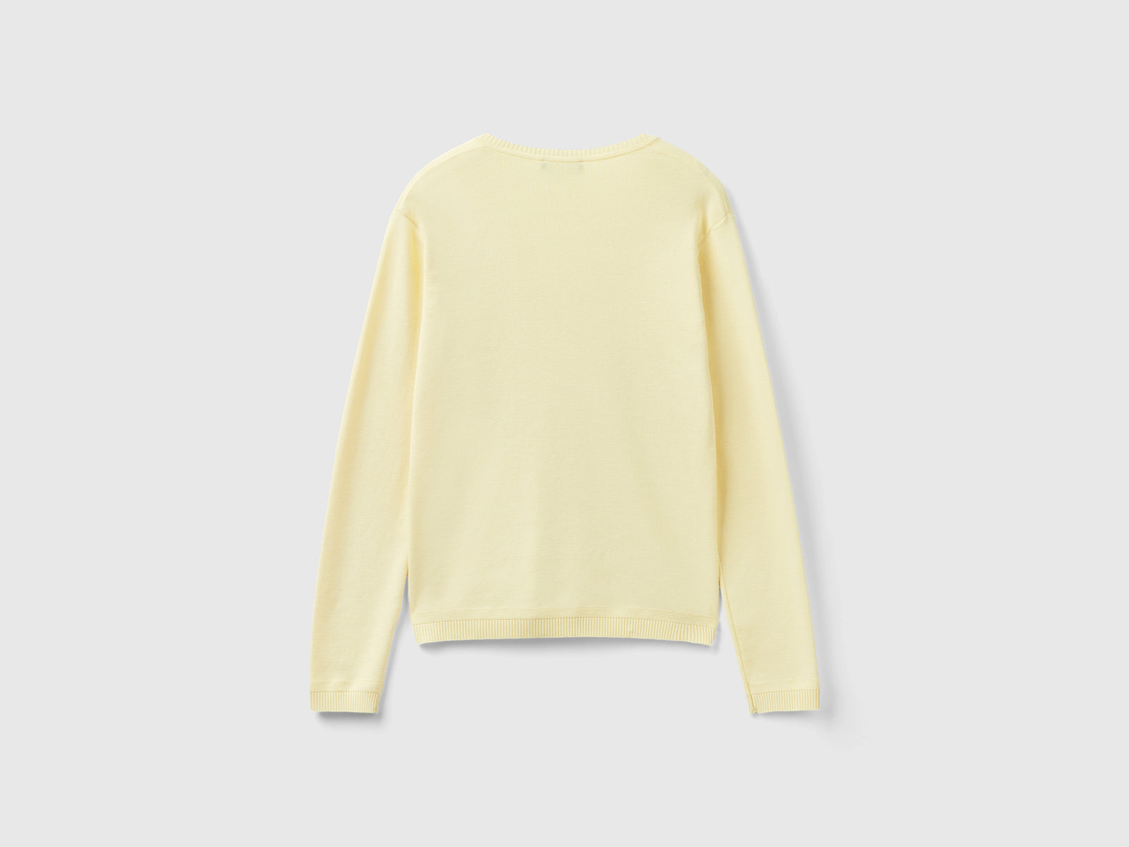 Maglia in puro cotone con scollo a V da donna giallo 2 | Benetton Outlet