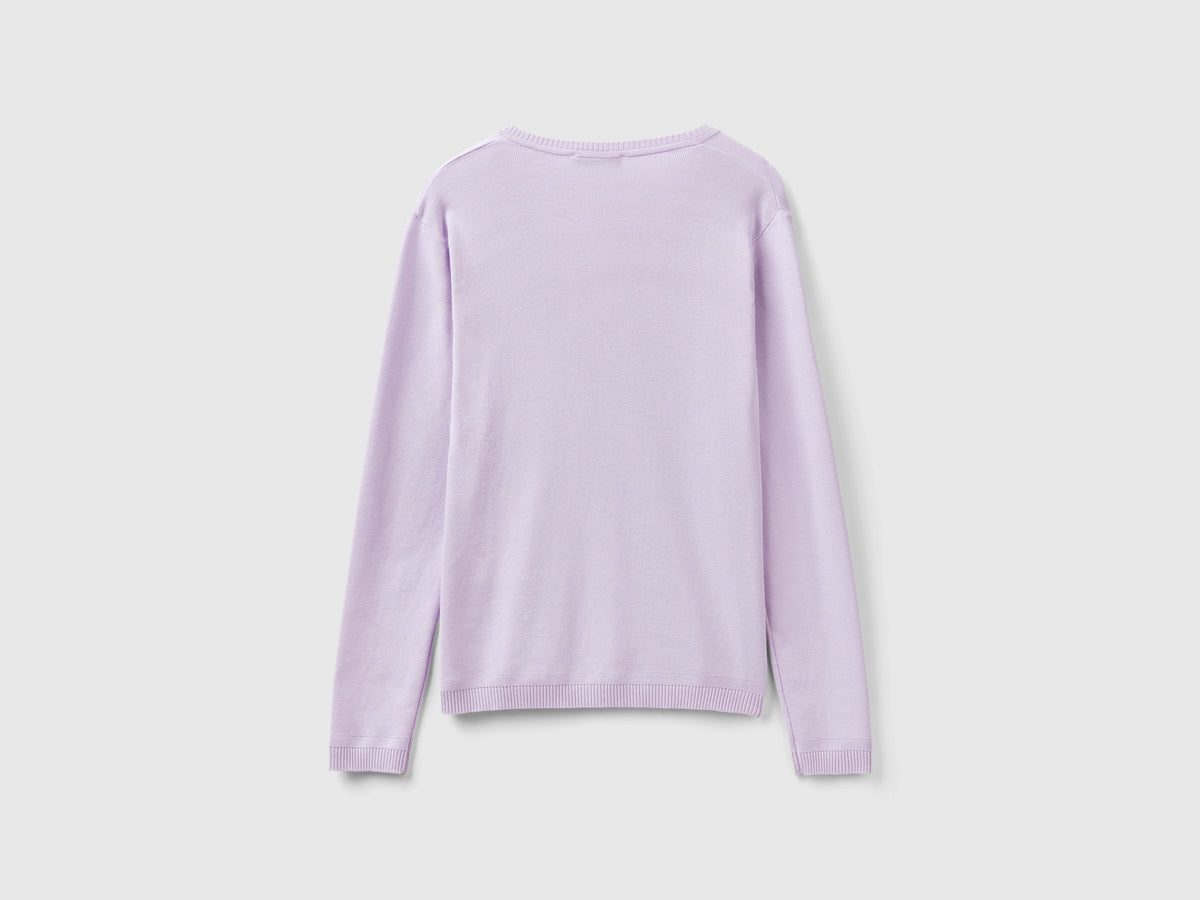 Maglia in puro cotone con scollo a V
