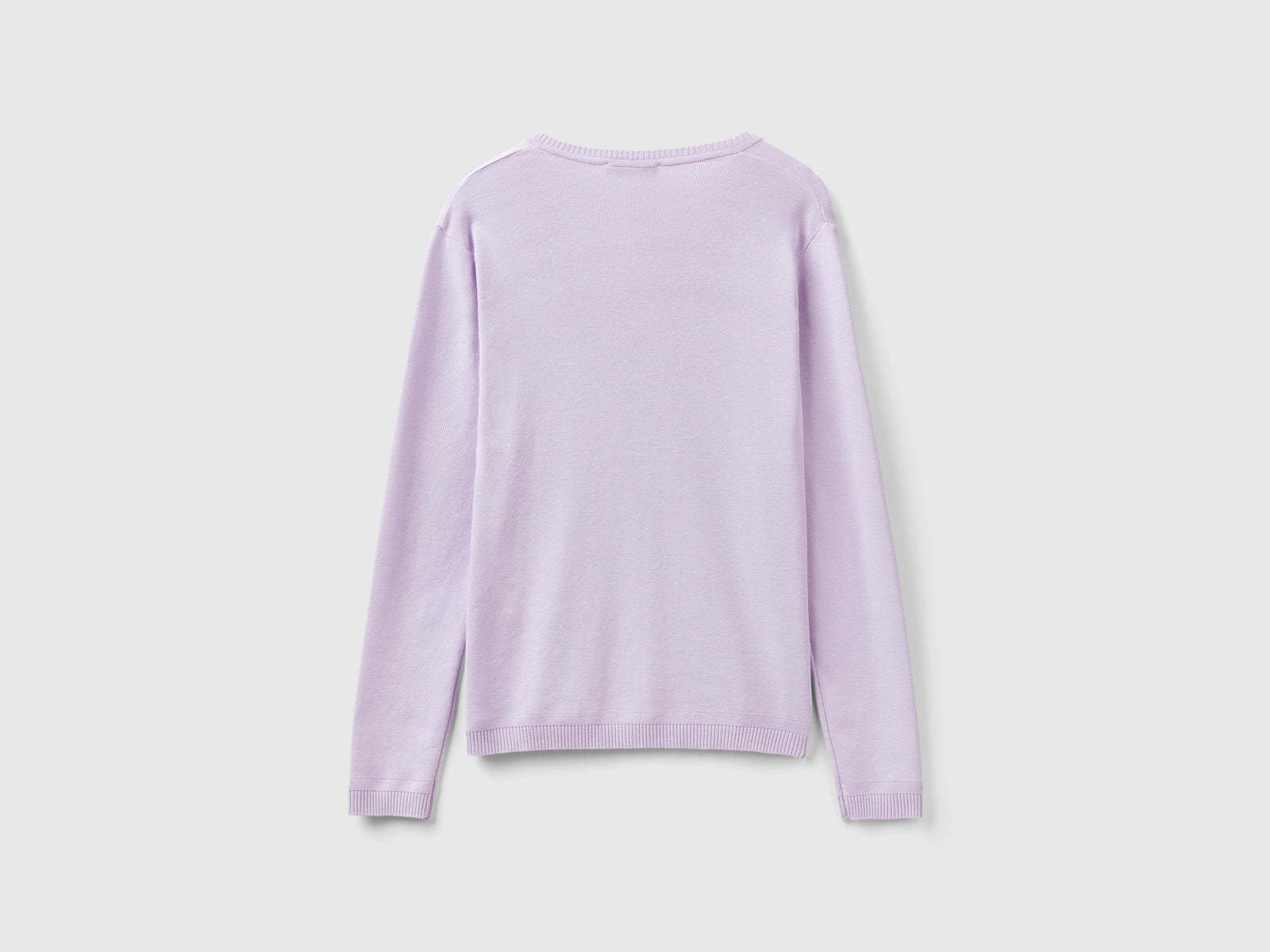 Maglia in puro cotone con scollo a V da donna lilla 2 | Benetton Outlet