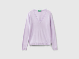 Maglia in puro cotone con scollo a V