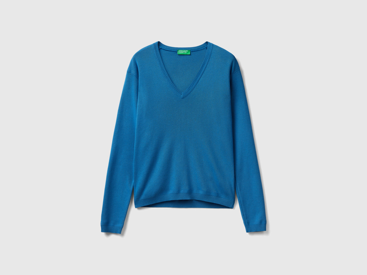 Maglia in puro cotone con scollo a V