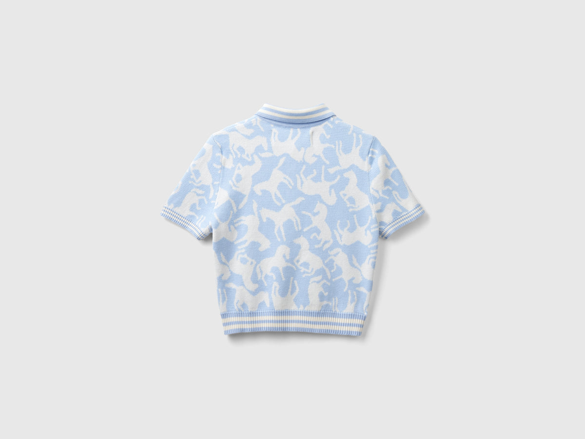 Polo cropped con cavalli