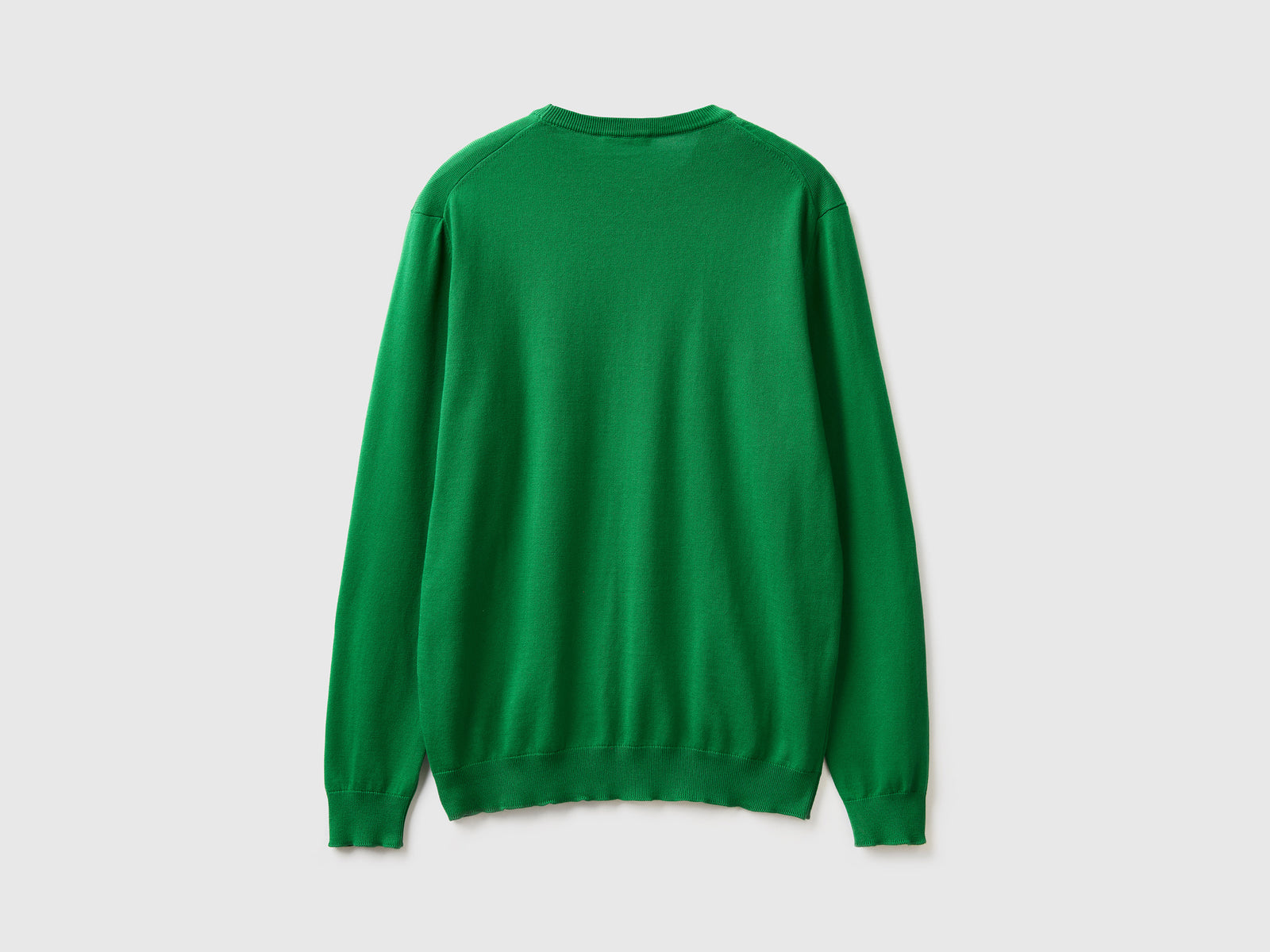 Maglia girocollo 100% cotone da uomo verde scuro 2 | Benetton Outlet