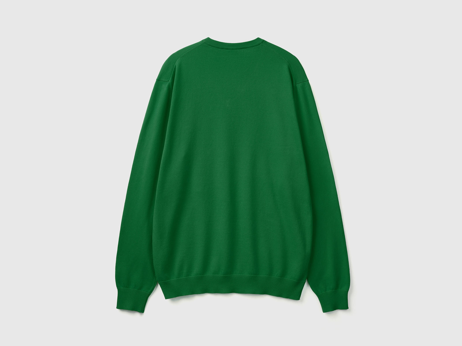 Maglia in puro cotone con scollo a V da uomo verde scuro 2 | Benetton Outlet