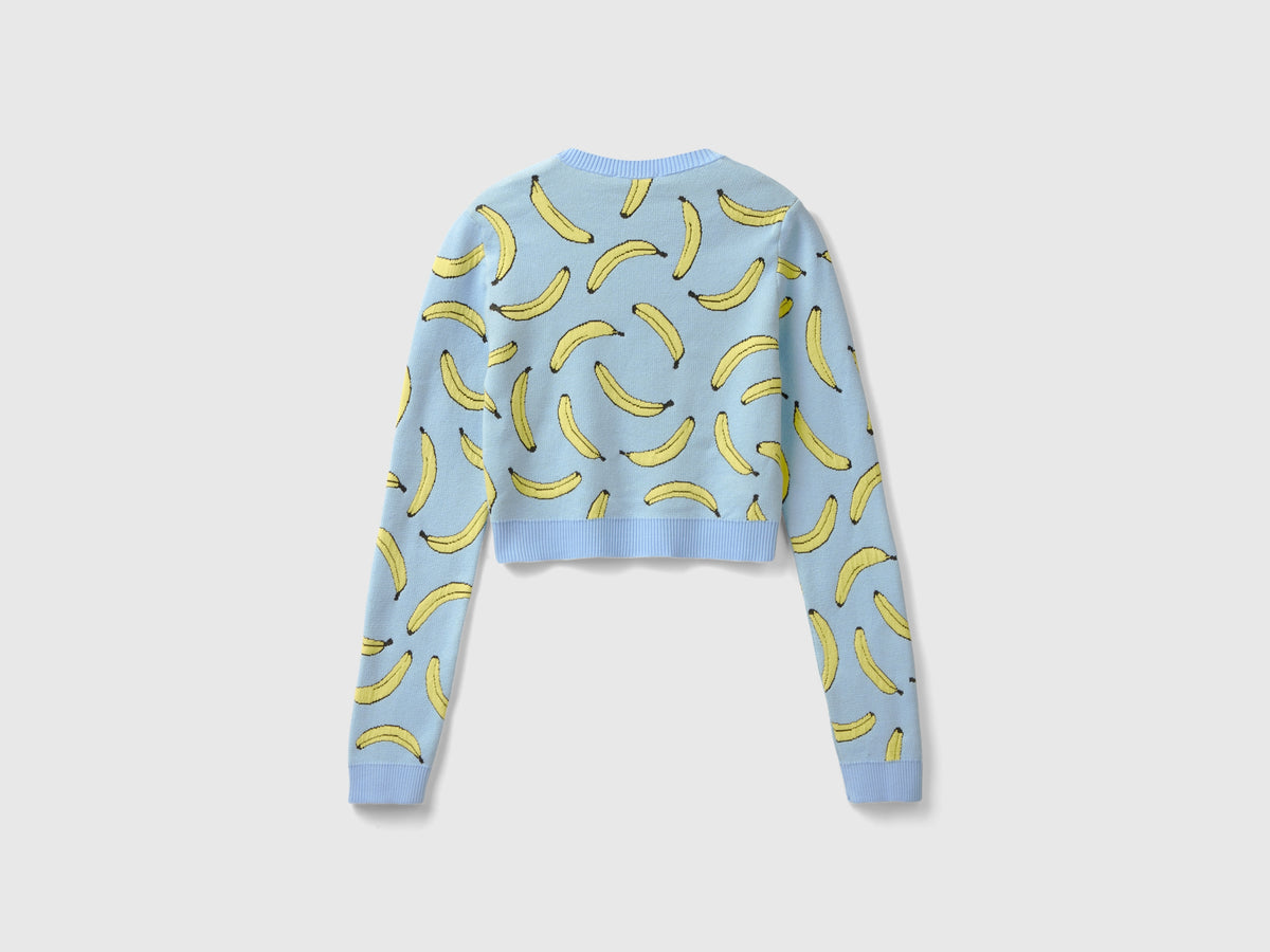 Maglia cropped con pattern banane