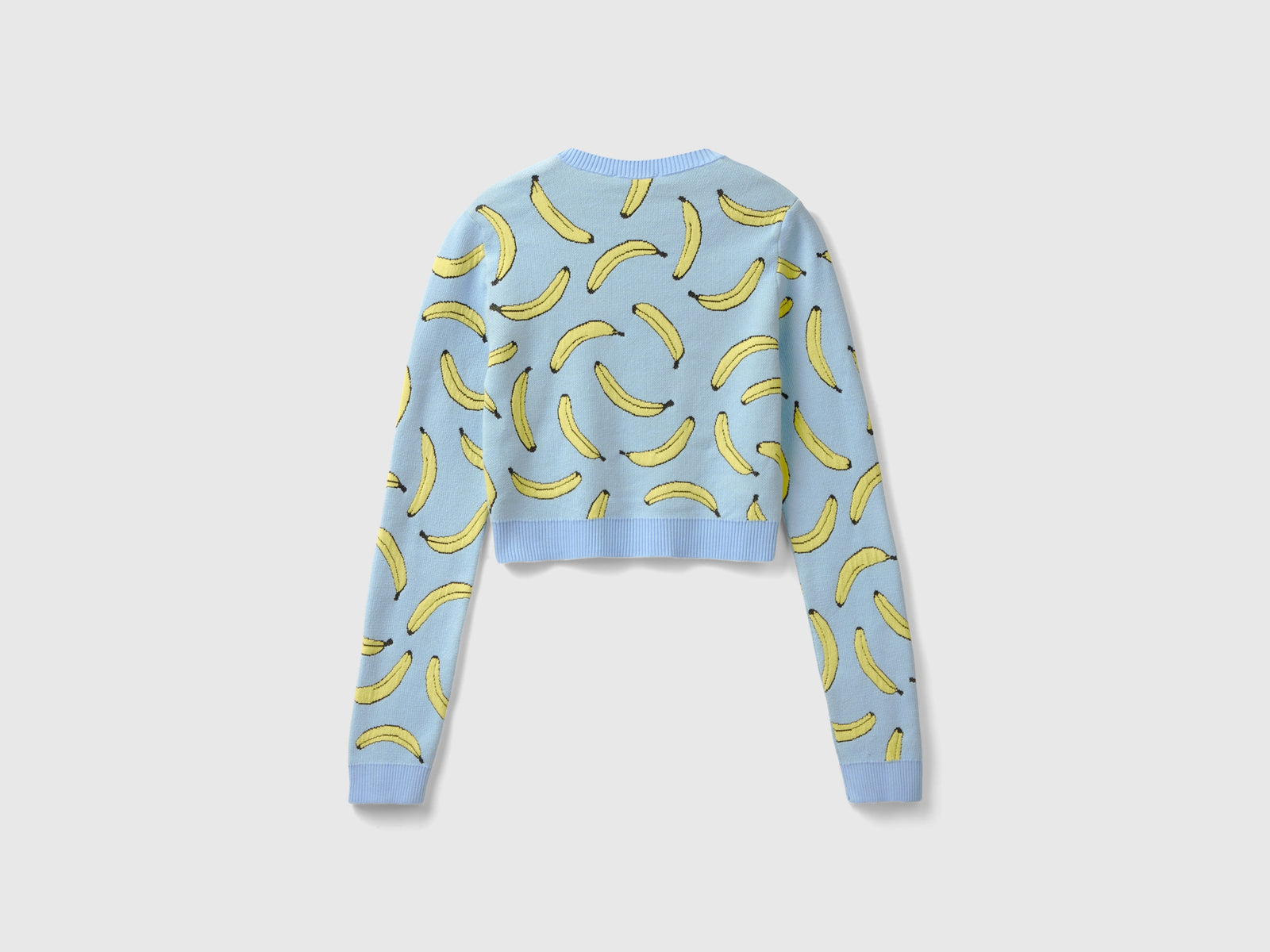 Maglia cropped con pattern banane da donna celeste 2 | Benetton Outlet