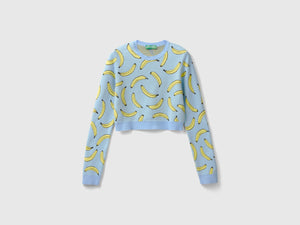 Maglia cropped con pattern banane