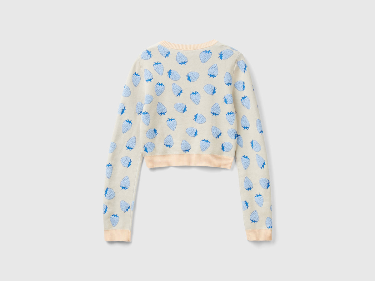 Maglia cropped con pattern fragole