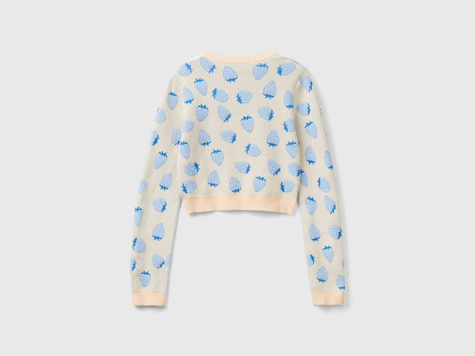 Maglia cropped con pattern fragole da donna rosa tenue 2 | Benetton Outlet