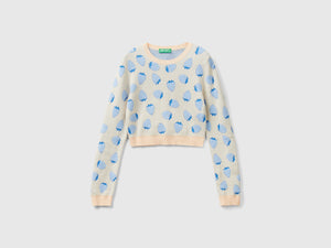Maglia cropped con pattern fragole