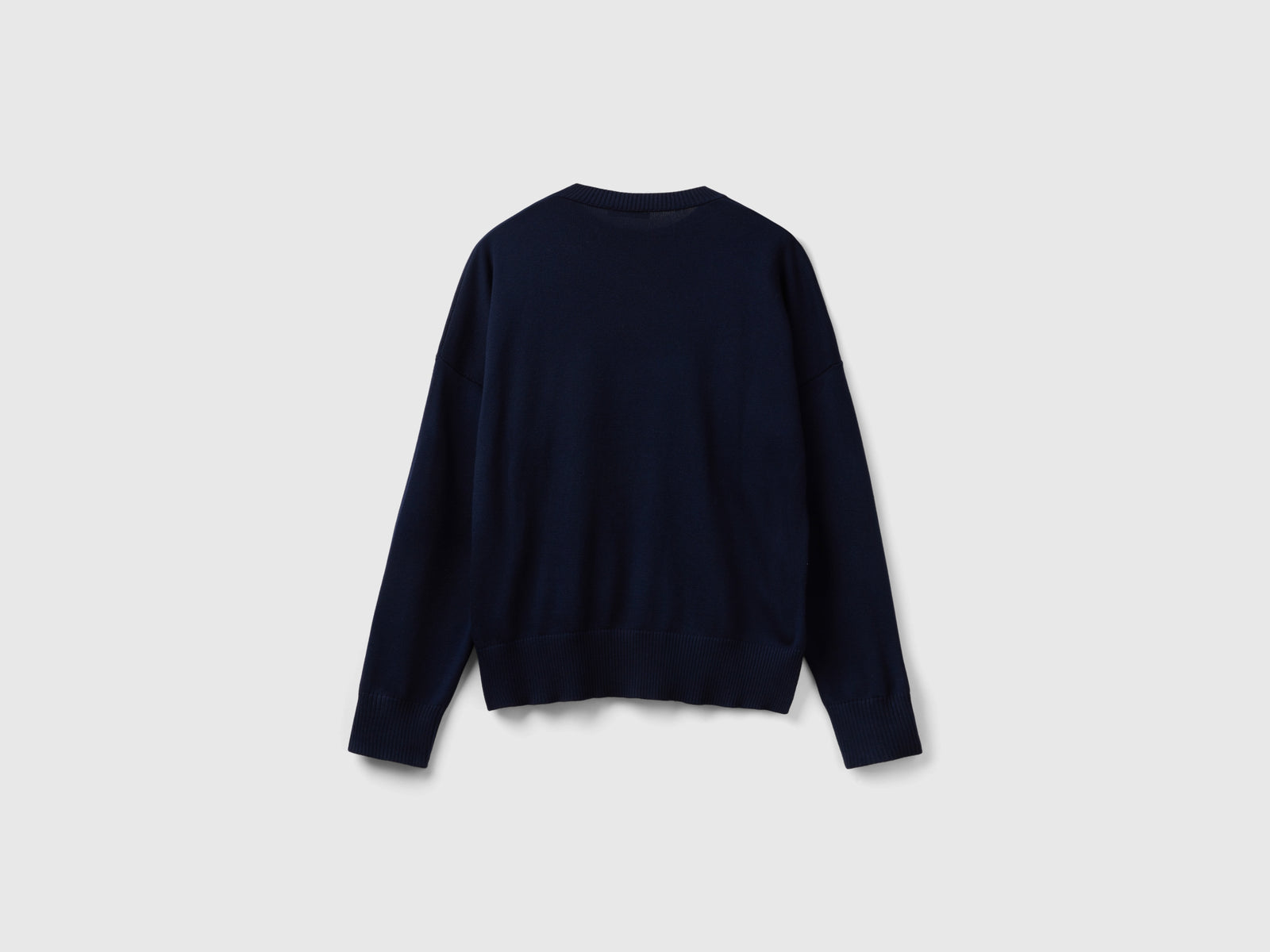 Maglia girocollo in cotone tricot da donna blu scuro 2 | Benetton Outlet