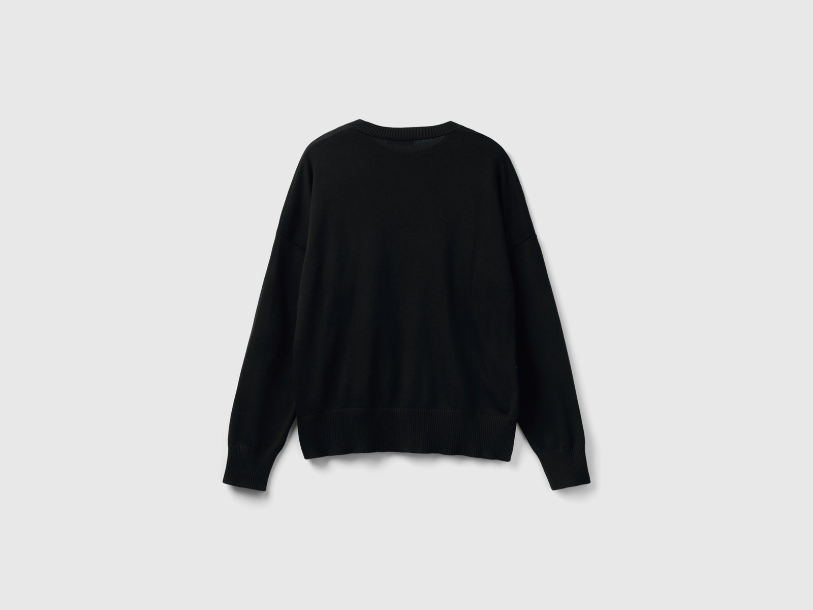 Maglia girocollo in cotone tricot da donna nero | Benetton Outlet