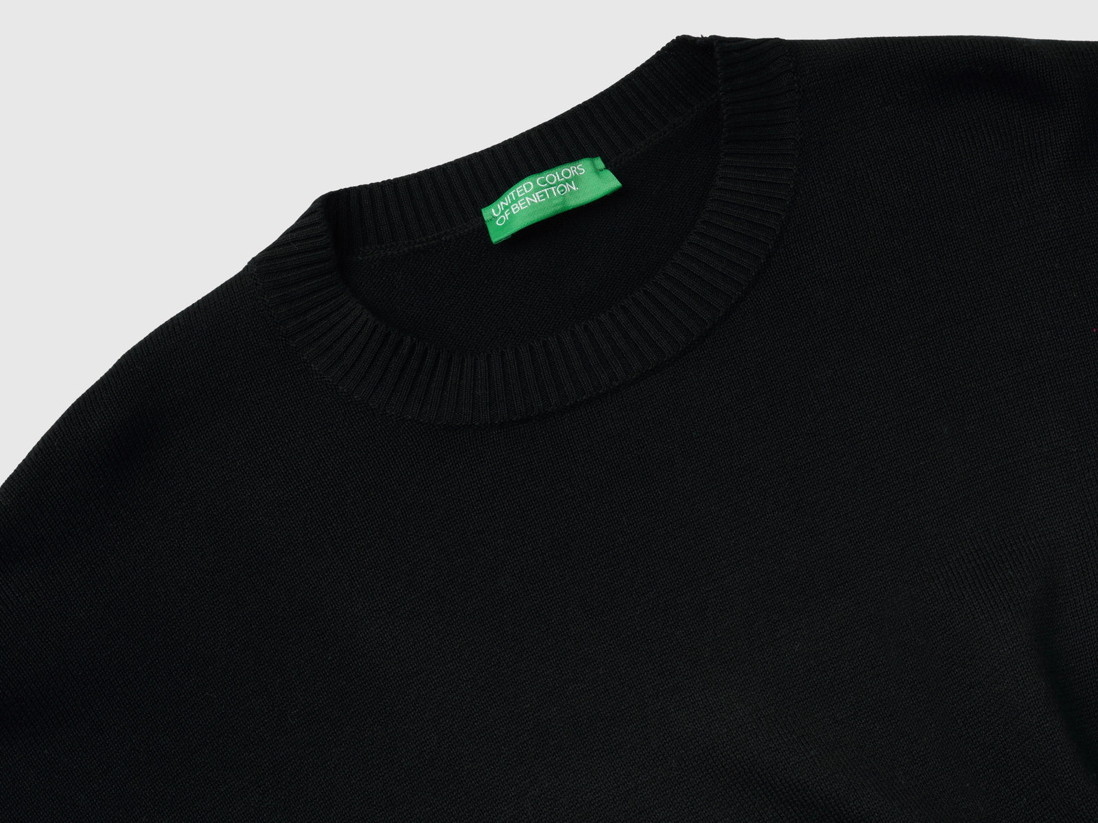 Maglia girocollo in cotone tricot da donna nero 2 | Benetton Outlet