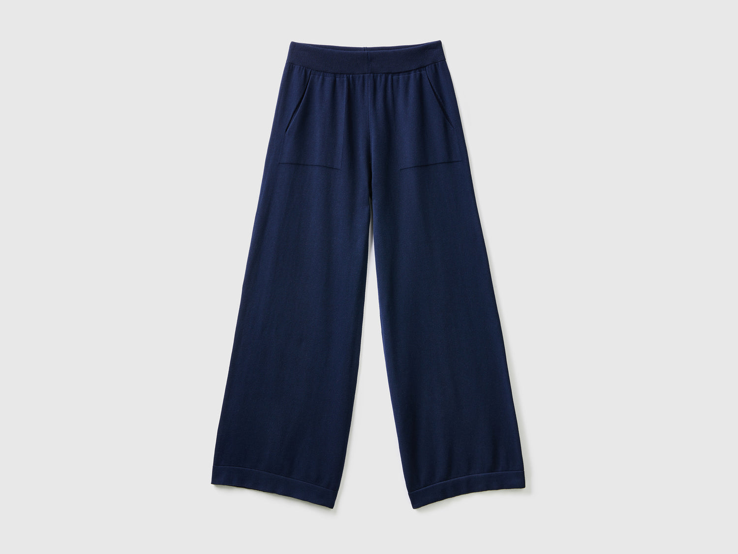Pantalones de punto de pierna ancha da donna blu scuro | Benetton Outlet