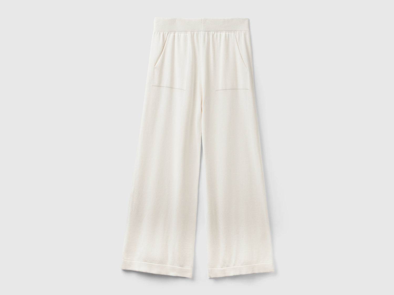 Pantalones de punto de pierna ancha da donna bianco panna | Benetton Outlet