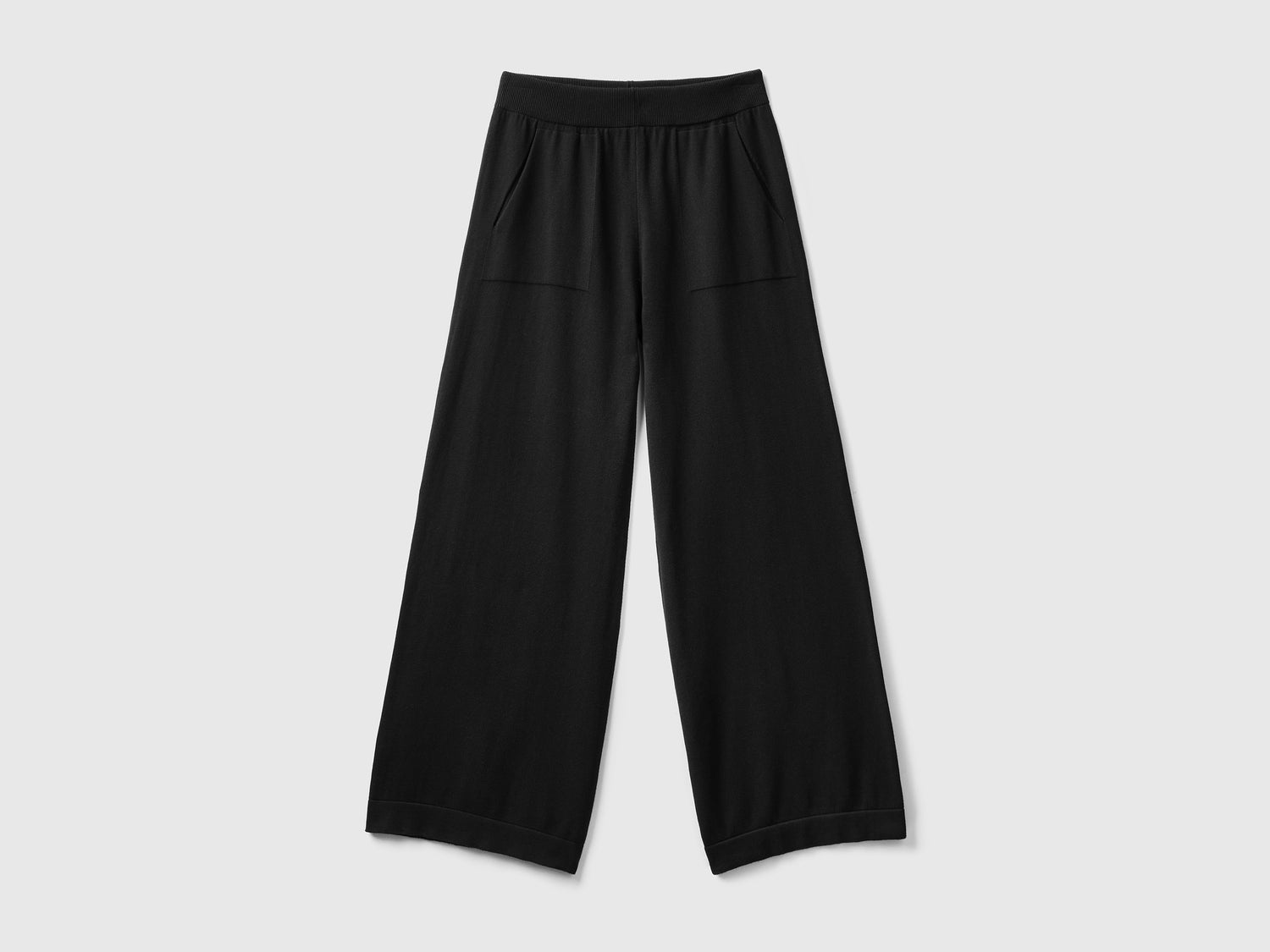 Pantalones de punto de pierna ancha da donna nero | Benetton Outlet