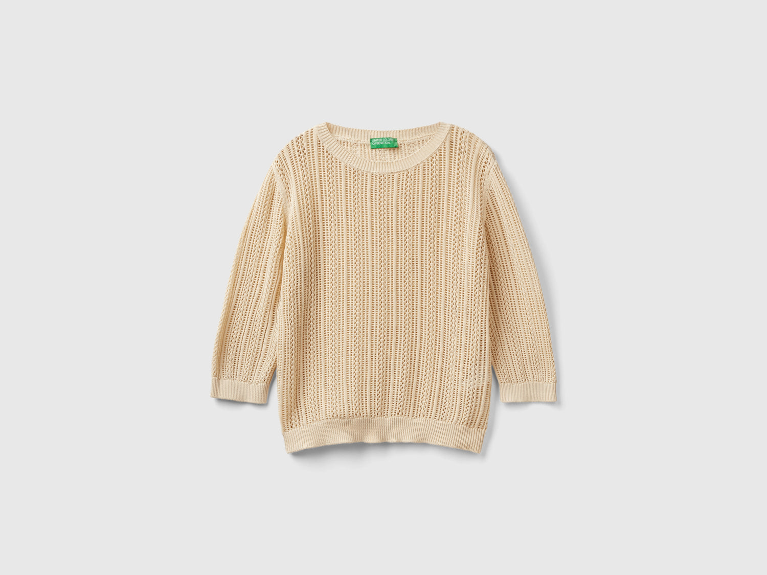 Maglia crochet da donna beige | Benetton Outlet