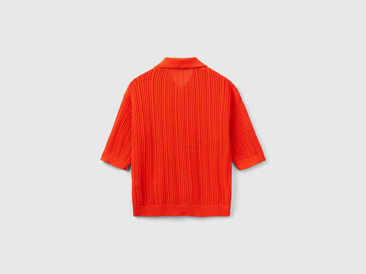 Polo in maglia crochet