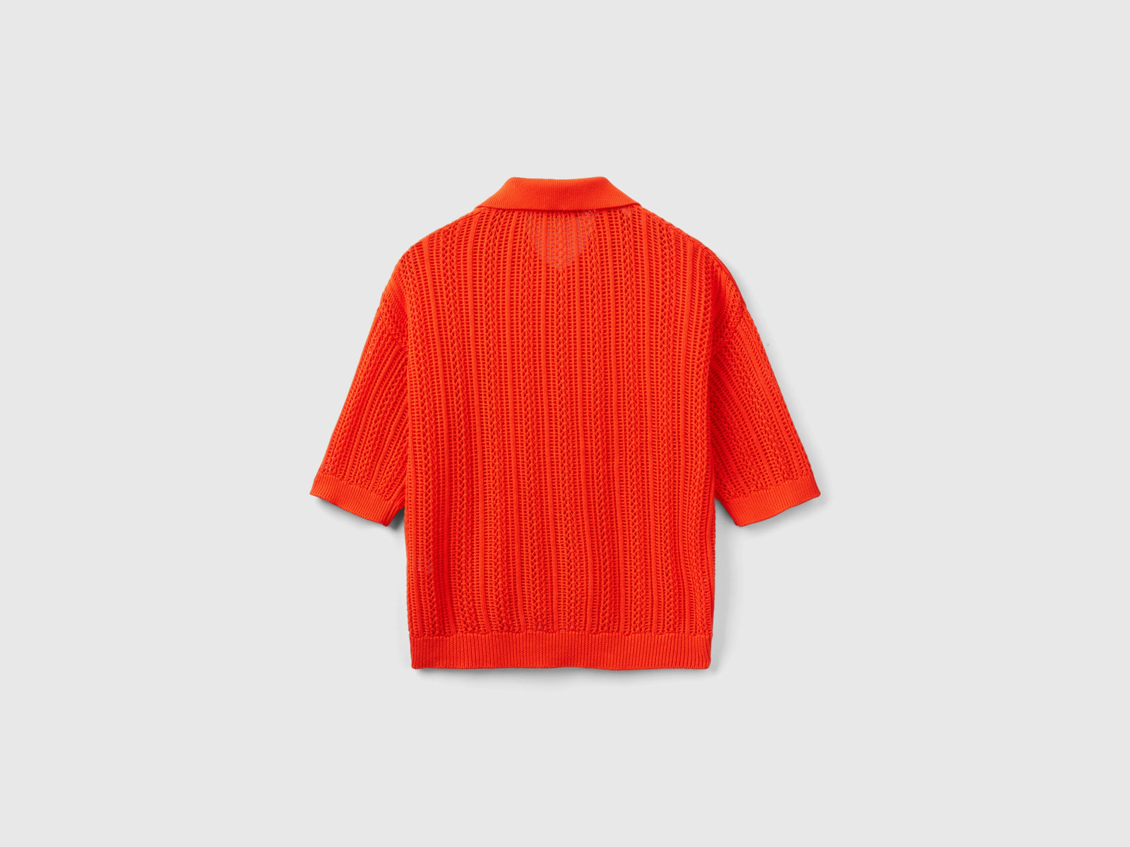 Polo in maglia crochet da donna rosso corallo 2 | Benetton Outlet