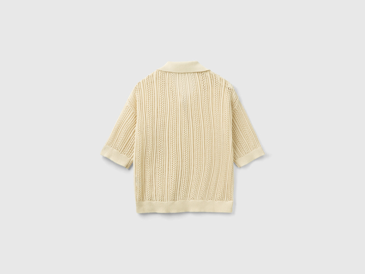 Polo in maglia crochet