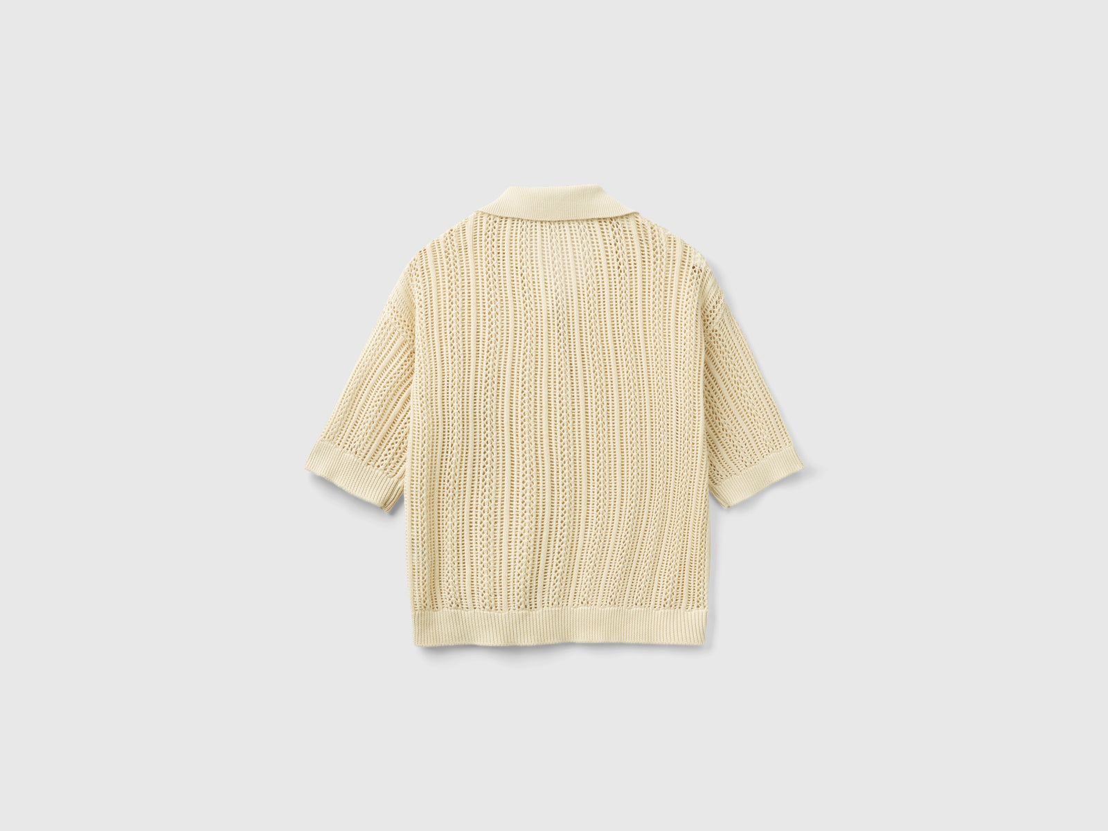 Polo in maglia crochet da donna beige 2 | Benetton Outlet