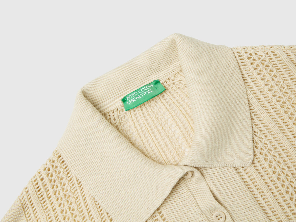 Polo in maglia crochet