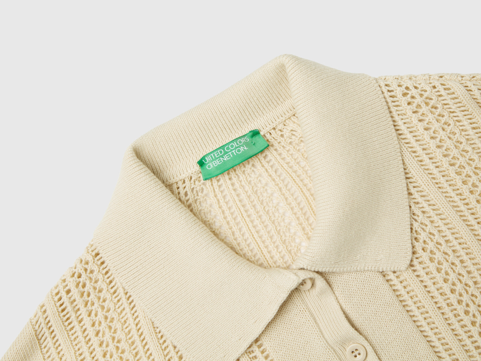 Polo in maglia crochet da donna beige 3 | Benetton Outlet