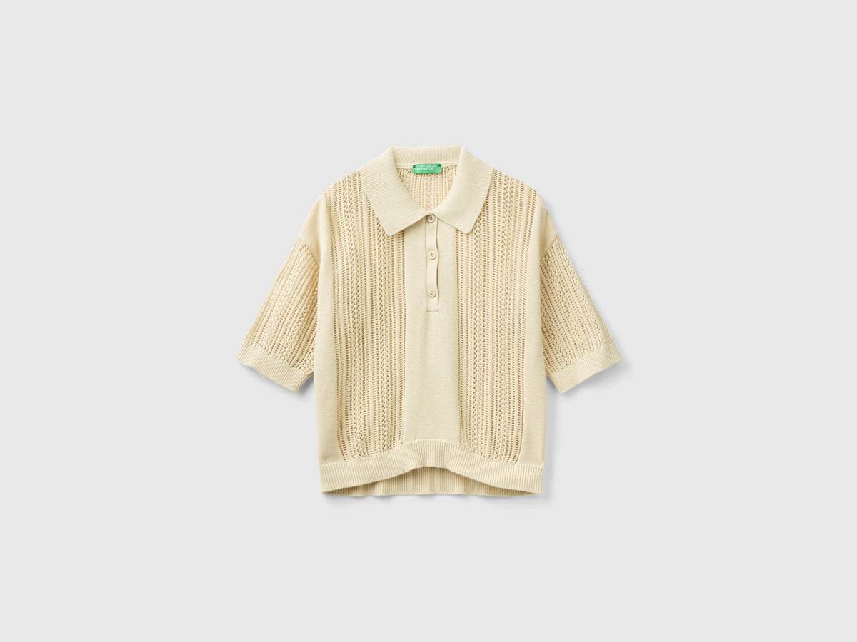 Polo in maglia crochet