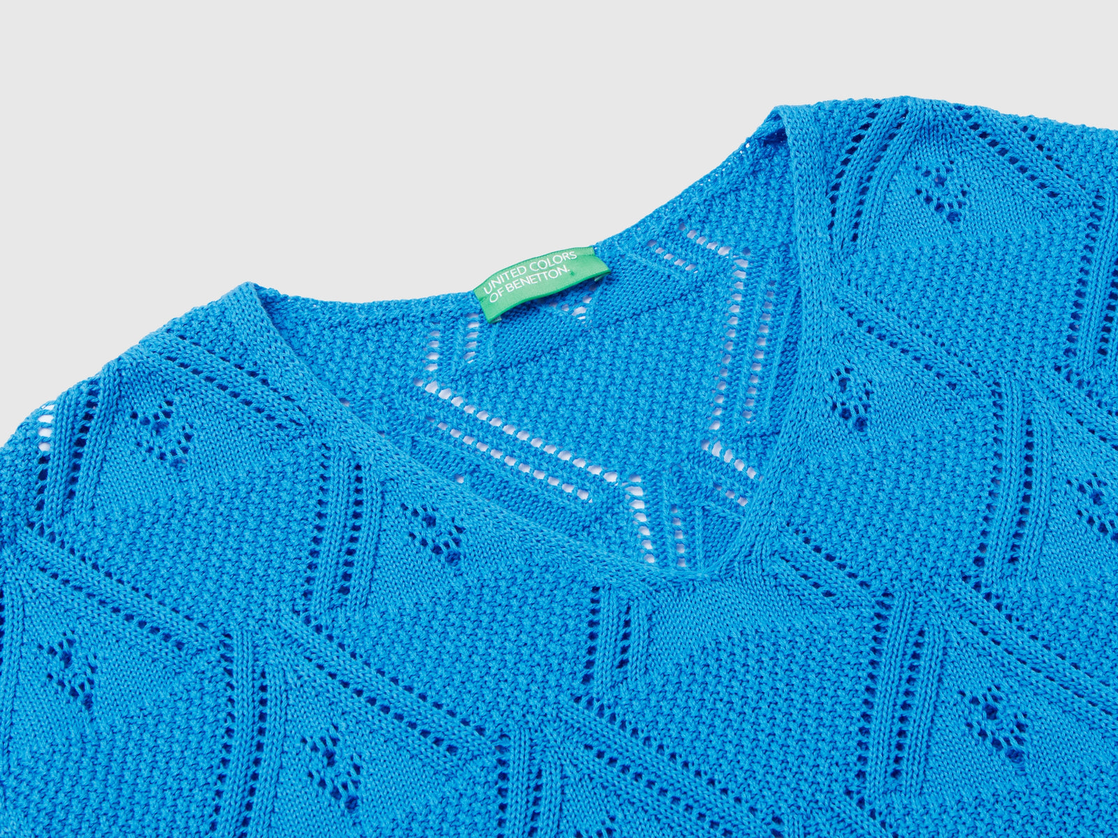 Maglia cropped crochet da donna blu 3 | Benetton Outlet