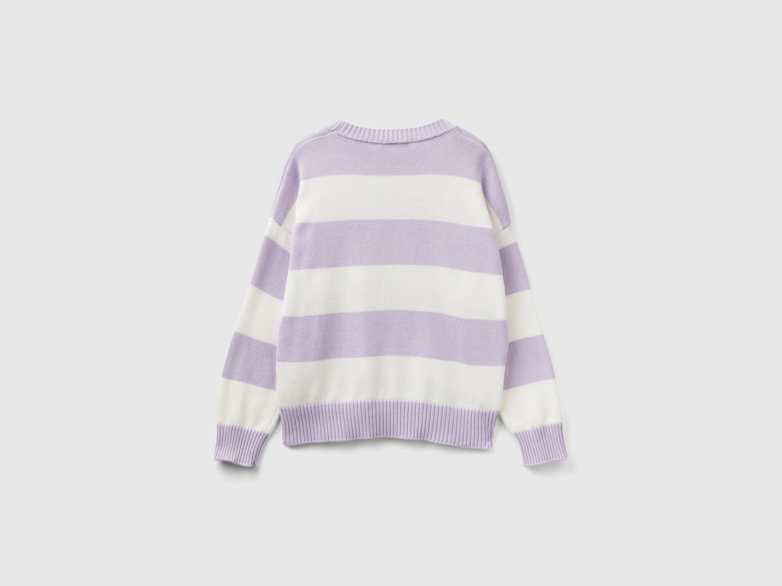 Striped tricot cotton sweater da donna lilla 2 | Benetton Outlet