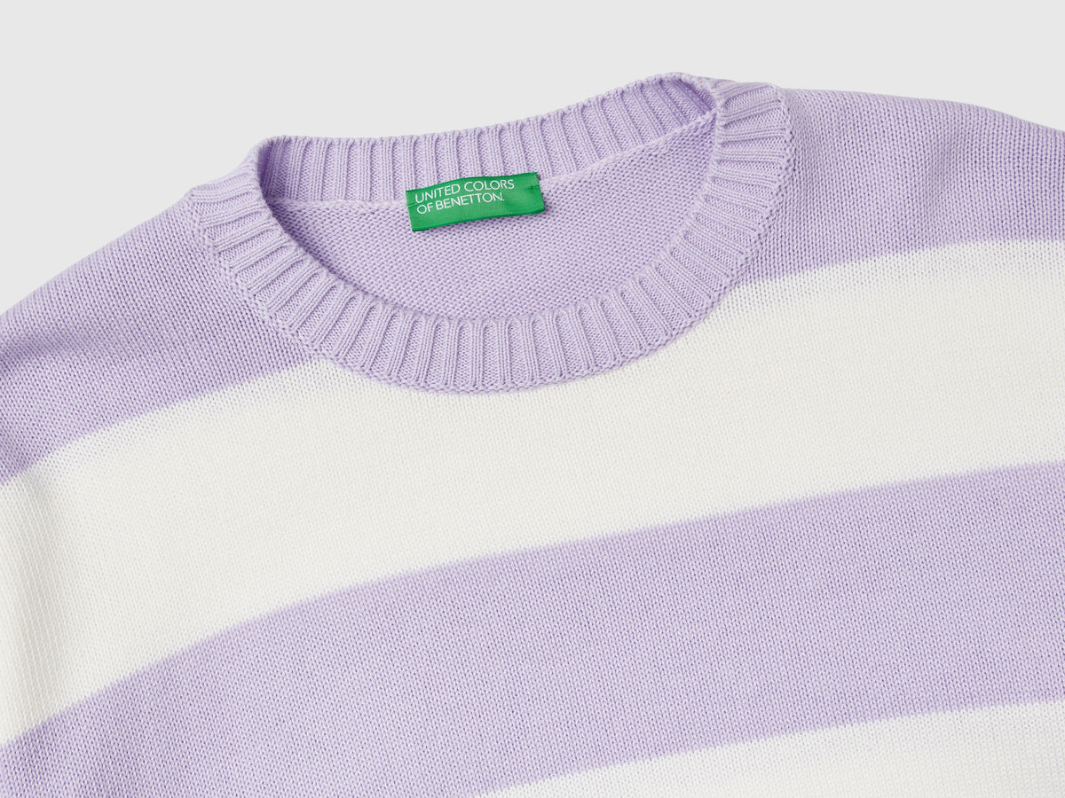 Striped tricot cotton sweater