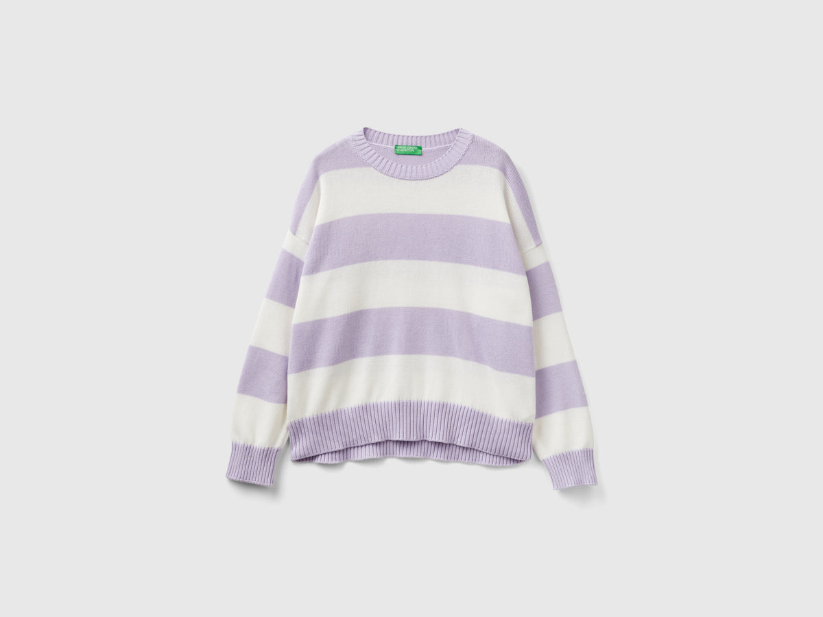 Striped tricot cotton sweater