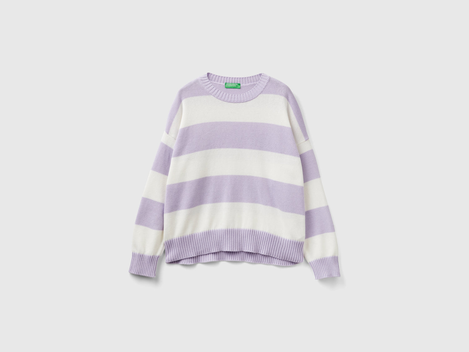 Maglia a righe in cotone tricot da donna lilla | Benetton Outlet
