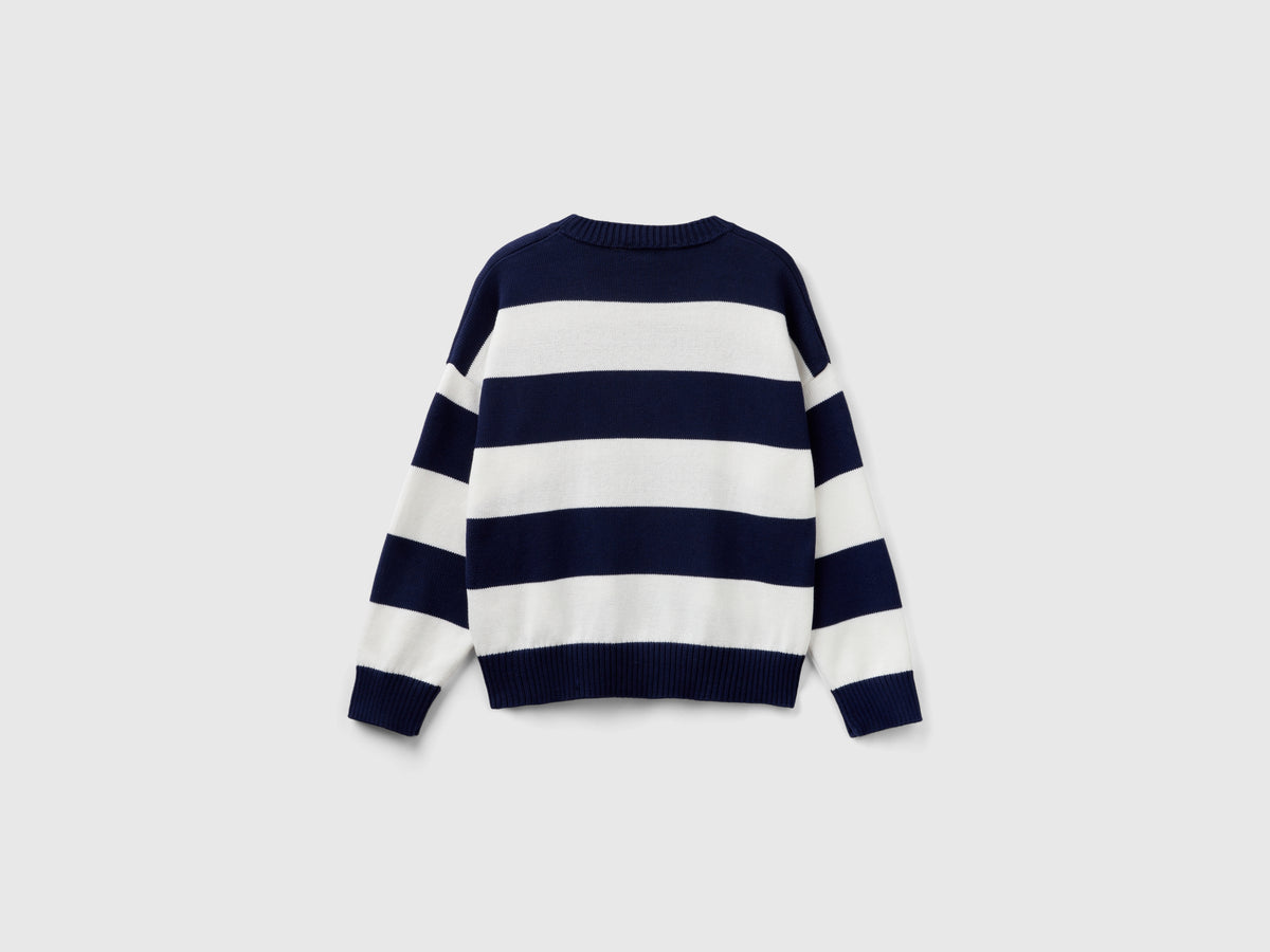 Striped tricot cotton sweater