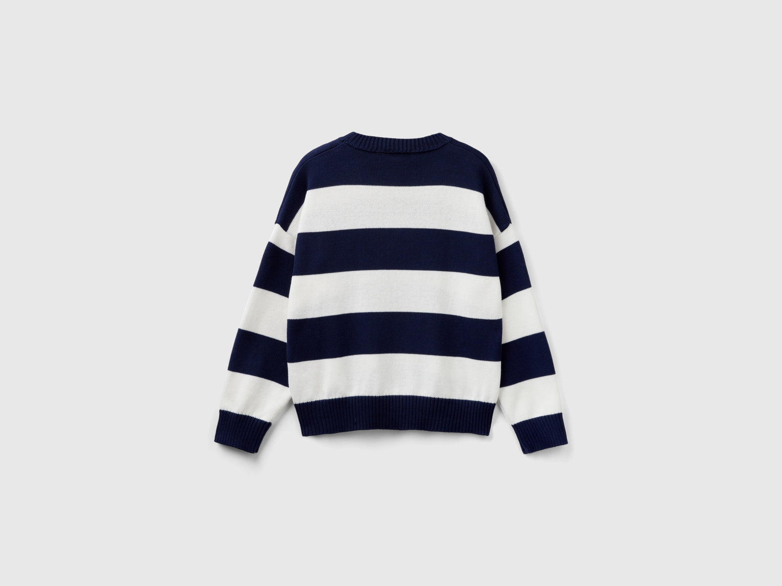 Striped tricot cotton sweater da donna blu scuro 2 | Benetton Outlet