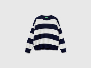 Striped tricot cotton sweater