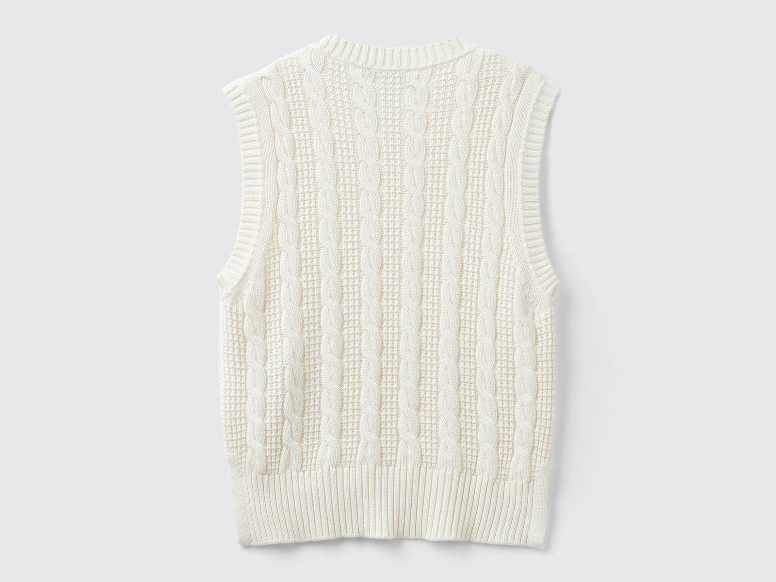 Gilet cropped a trecce da donna bianco panna 2 | Benetton Outlet