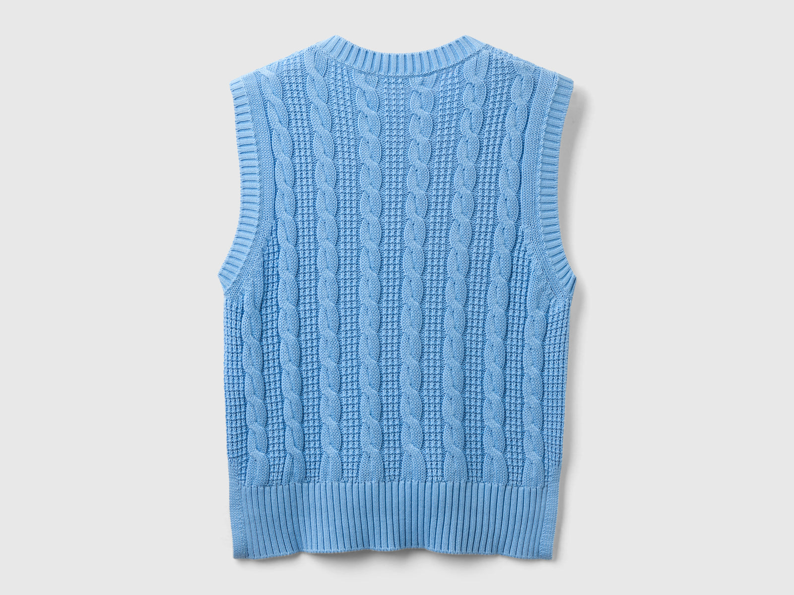 Gilet cropped a trecce da donna azzurro 2 | Benetton Outlet