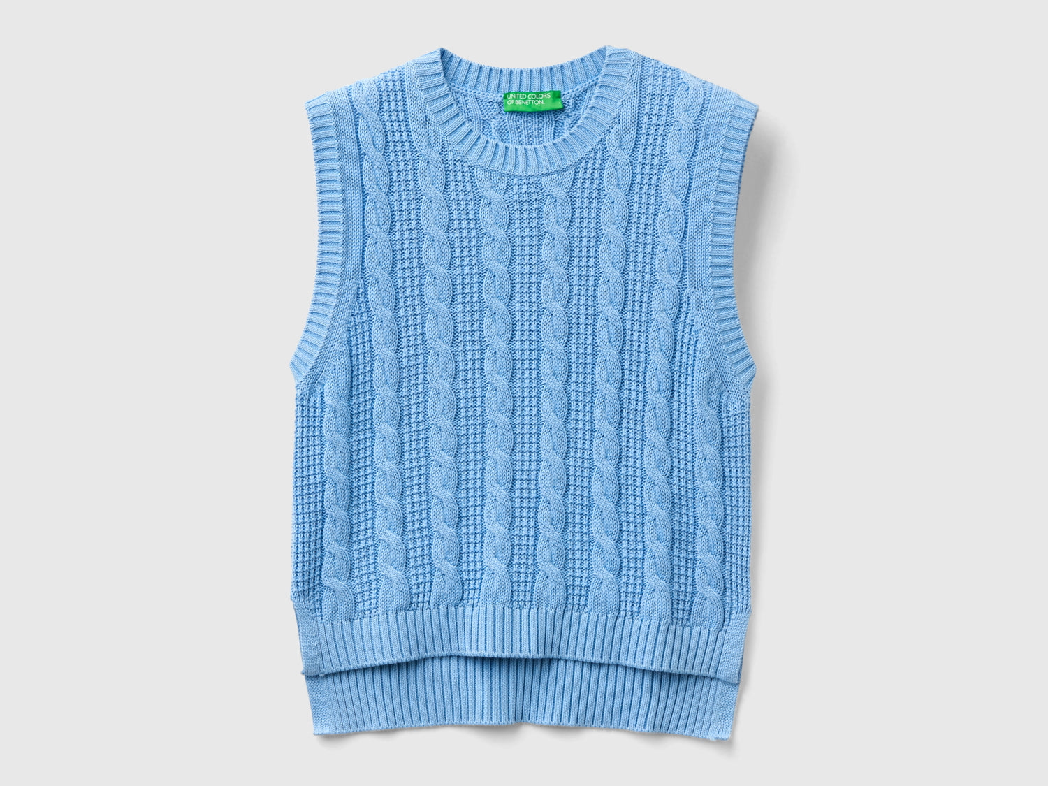 Gilet cropped a trecce da donna azzurro | Benetton Outlet