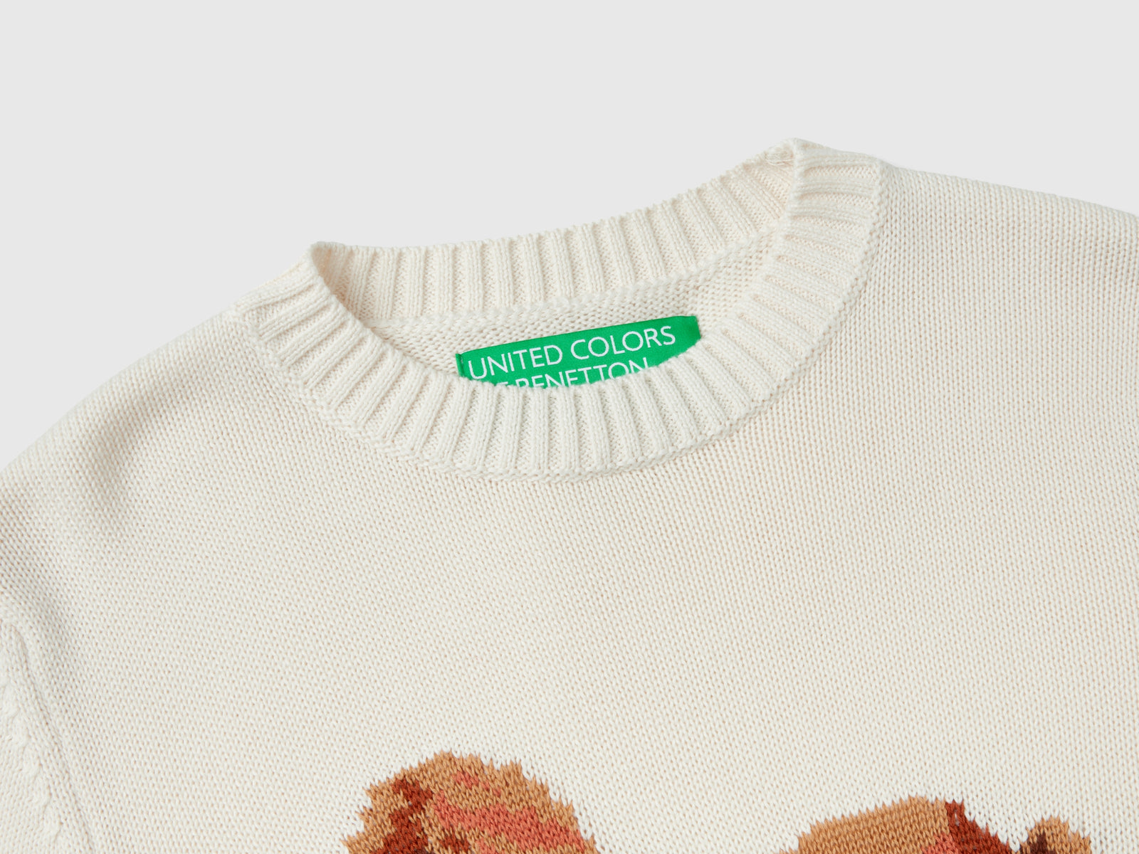 Sweater with horse inlay da donna bianco panna 3 | Benetton Outlet