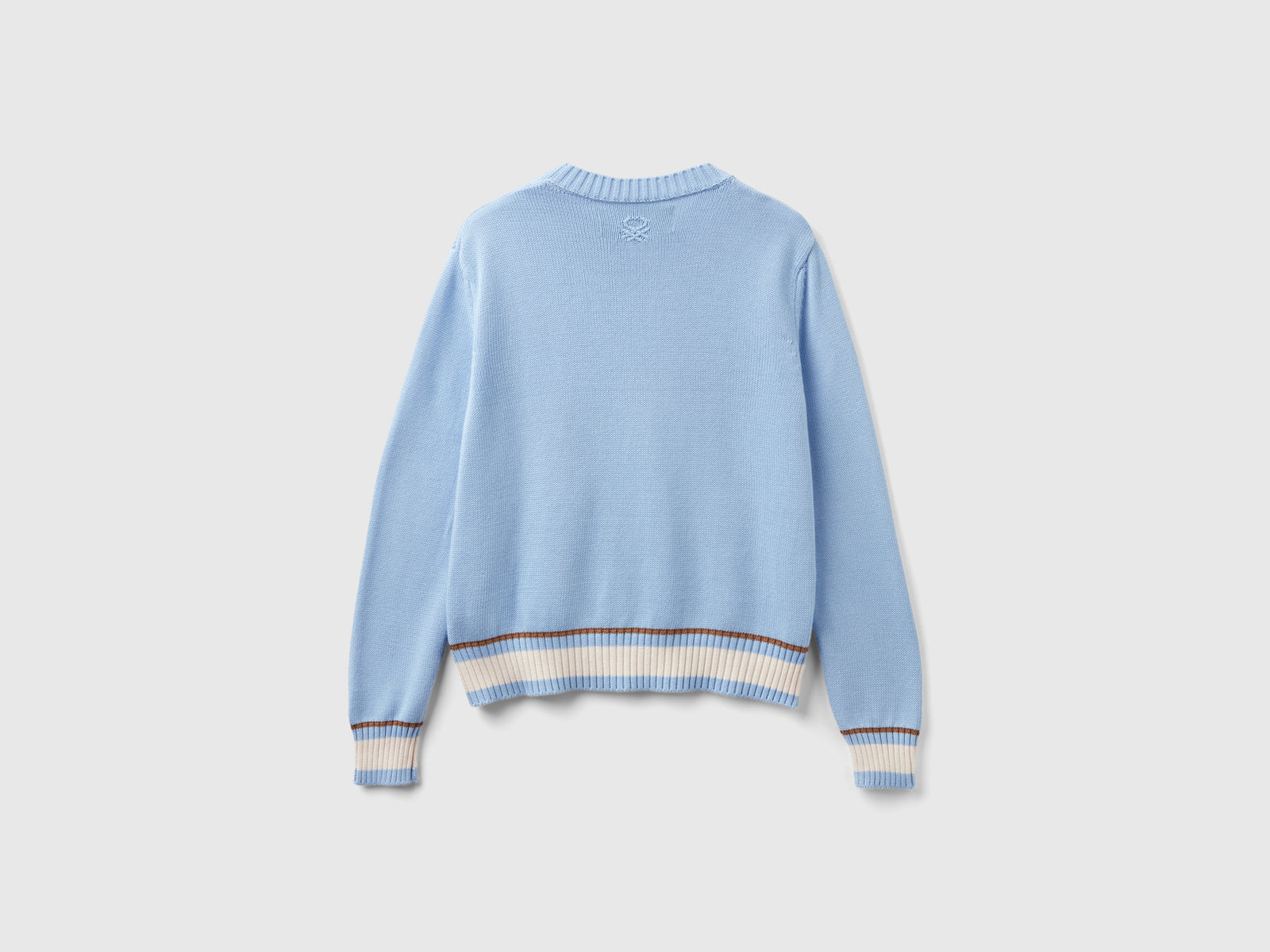 Maglia con intarsio cavallo da donna celeste 2 | Benetton Outlet