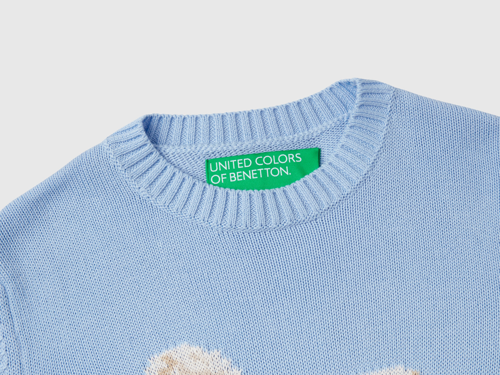 Maglia con intarsio cavallo da donna celeste 3 | Benetton Outlet