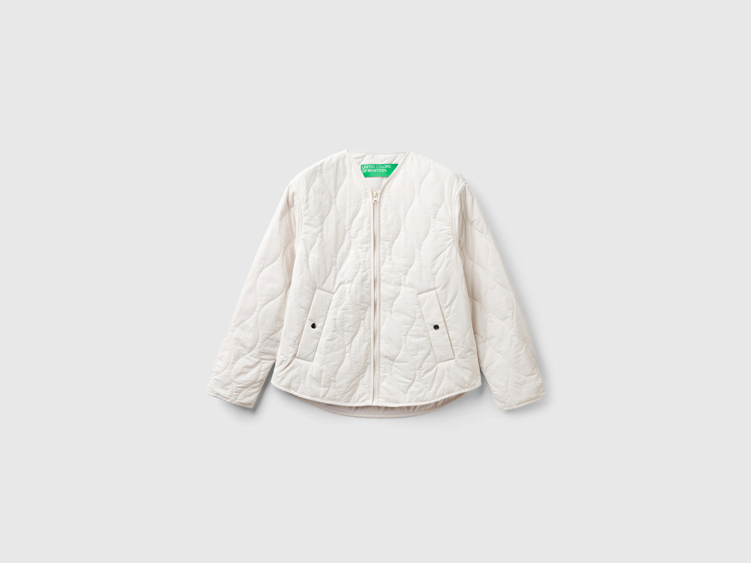 Chaqueta de plumón de nailon reciclado da donna bianco panna | Benetton Outlet