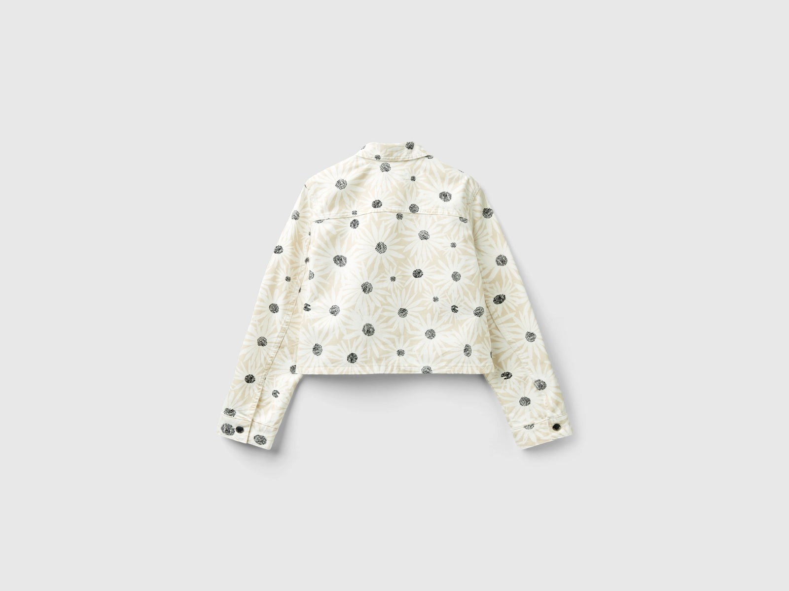 Giubbino cropped a fiori da donna bianco panna 2 | Benetton Outlet