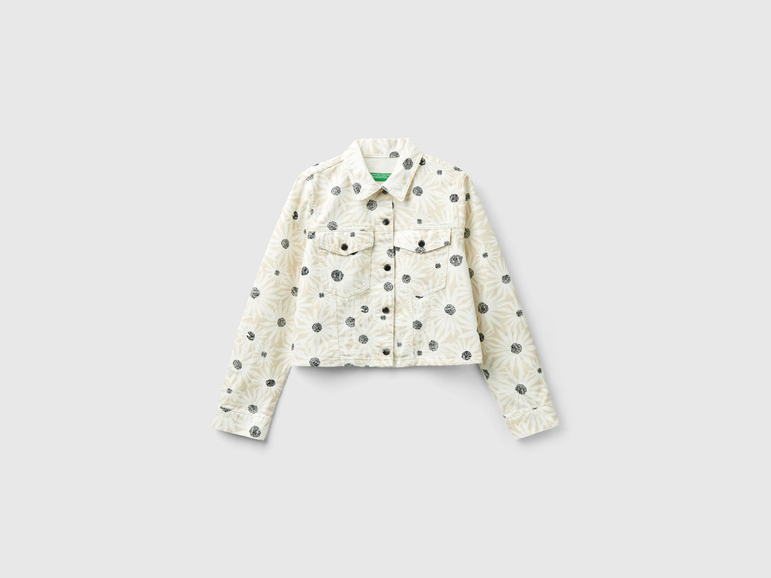 Giubbino cropped a fiori da donna bianco panna | Benetton Outlet