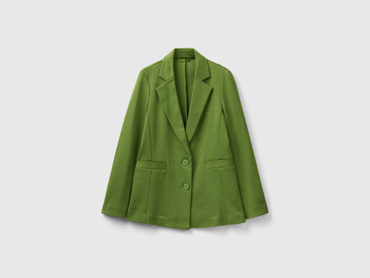 Blazer sciancrato in misto cotone