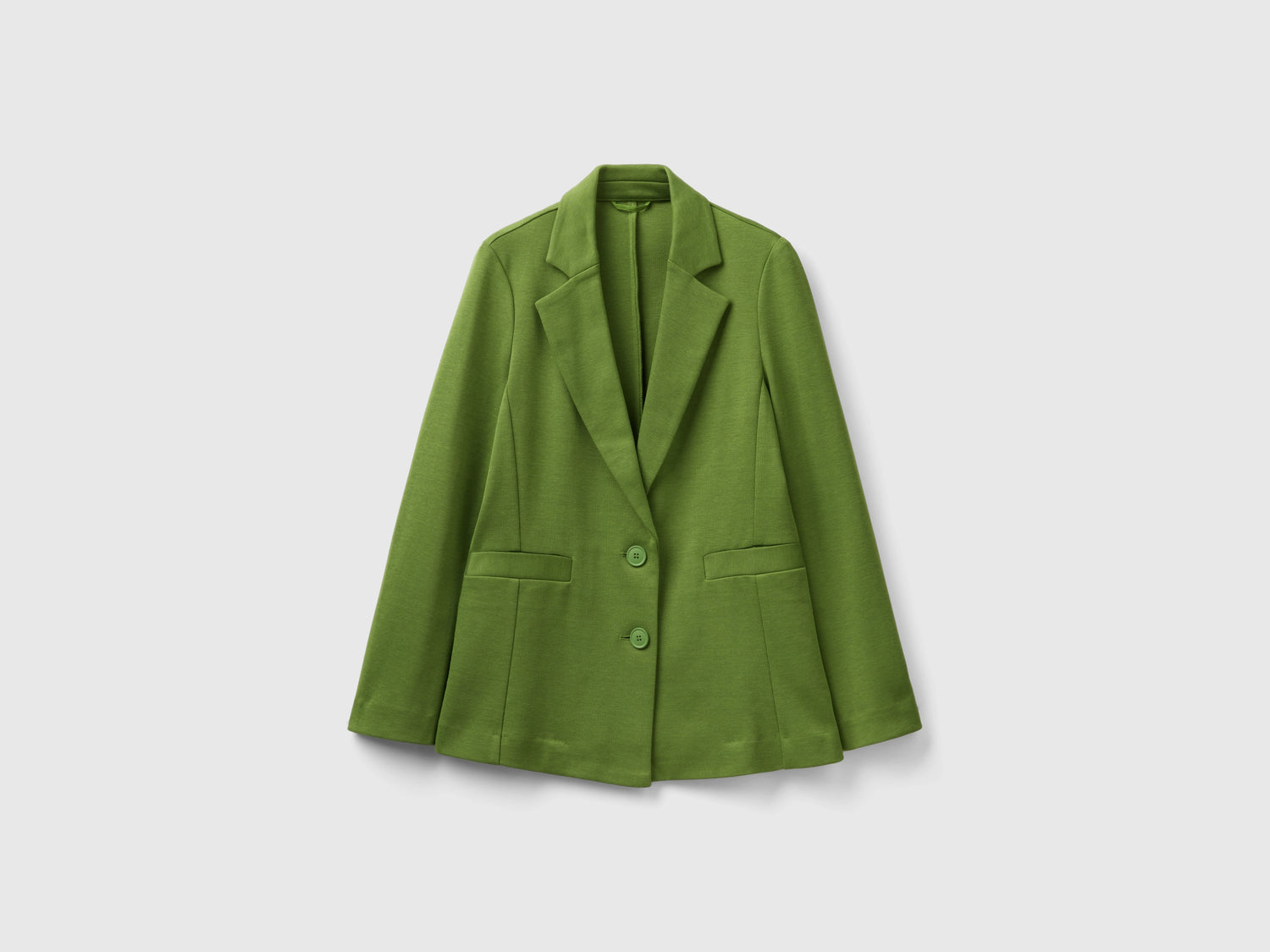 Blazer sciancrato in misto cotone da donna verde militare | Benetton Outlet